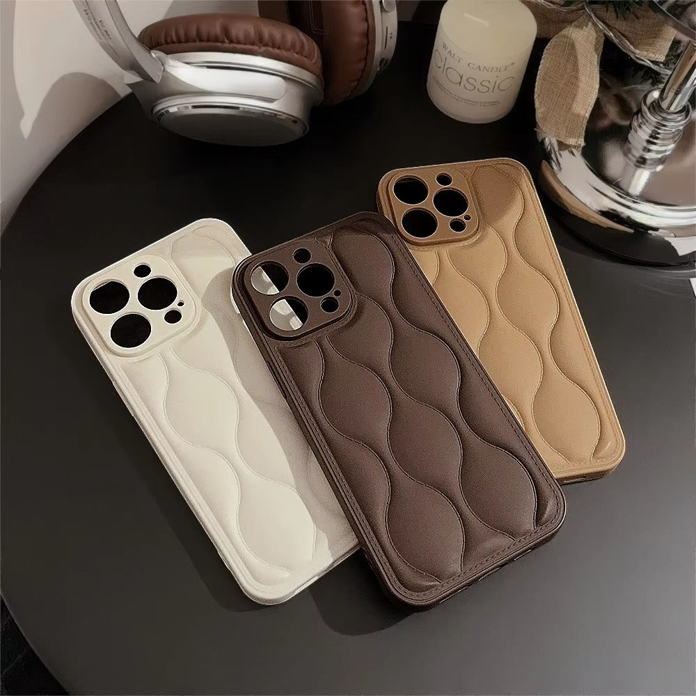 Luxury 3D Texture Apple iPhone Case, MagSafe Compatible, Ultra Thin Magnetic with Solid Color Silicone Bumper and Wavy Design