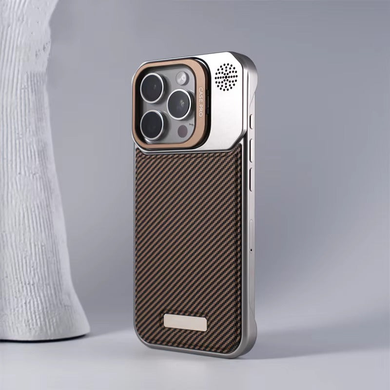Luxury Apple iPhone Case, MagSafe Compatible, Camera Lens & Screen Protection, Ultra Thin, Shockproof, Magnetic Full All Around Cover – Frameless Carbon Fiber Pattern Slim Case with Lens Holder & Wireless Charging Support