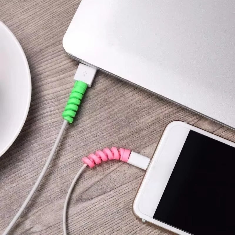 High Quality Cable Protector, 1/12pcs Universal Silicone Spiral Winder – Wire Organizer Cover for iPhone, USB Charger, Data Cable, Cord Protection Sleeve