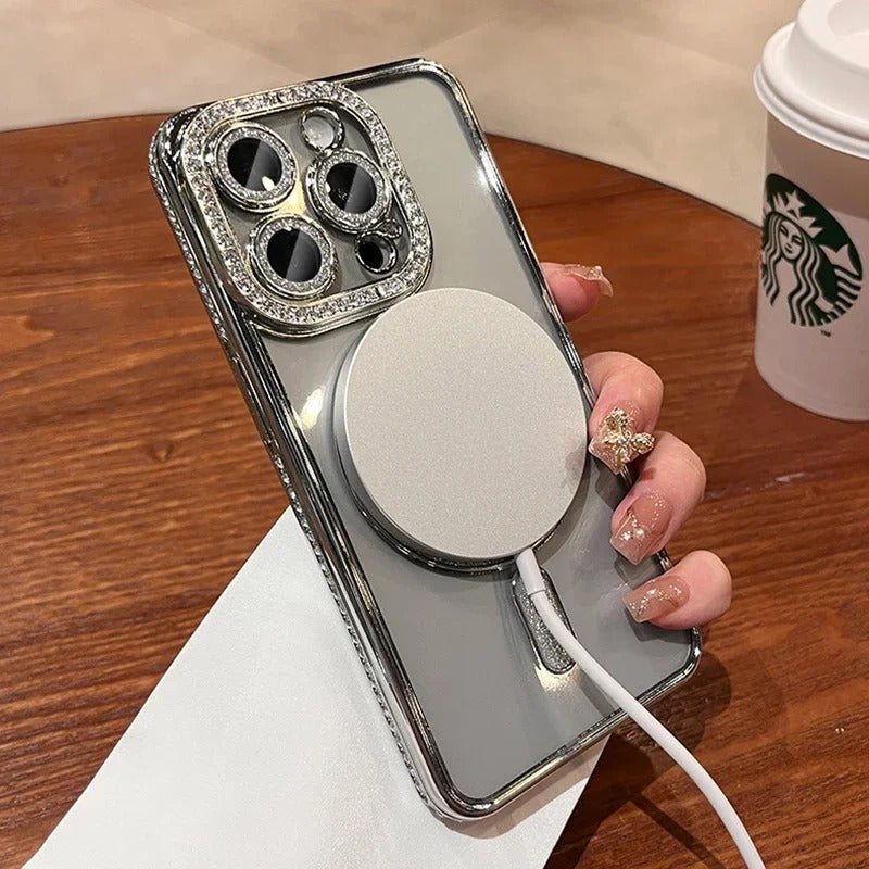 Luxury Bling Glitter - Shockproof Magnetic Wireless Charging Cover, Sparkling Jewelled Design for Women | Case for iPhone