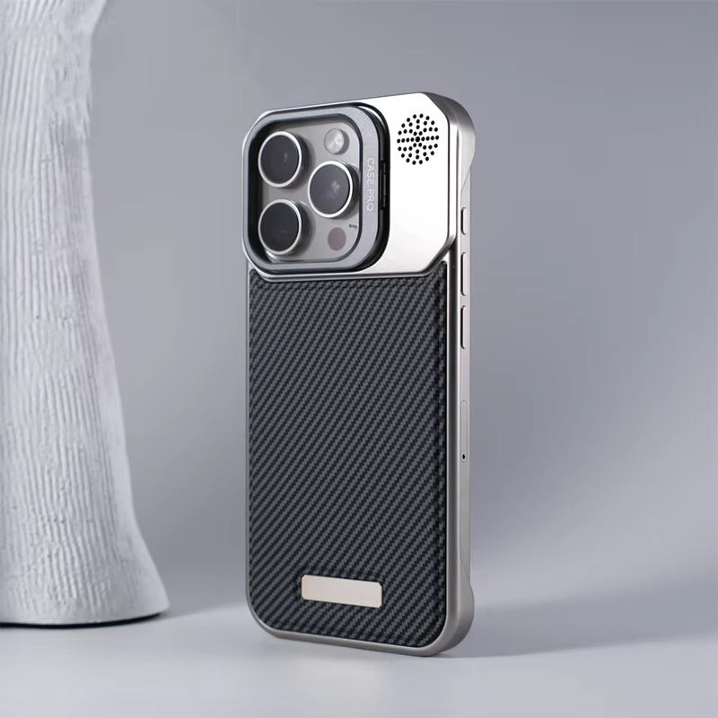 Luxury Apple iPhone Case, MagSafe Compatible, Camera Lens & Screen Protection, Ultra Thin, Shockproof, Magnetic Full All Around Cover – Frameless Carbon Fiber Pattern Slim Case with Lens Holder & Wireless Charging Support