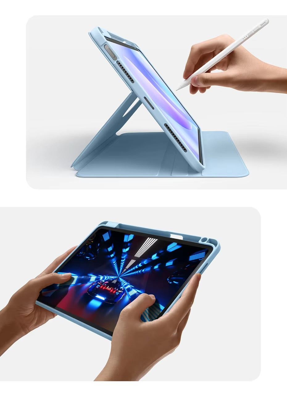 Premium Magnetic iPad Case with Pencil Holder – Slim Smart Cover with Auto Sleep/Wake, Stand Support, Compatible with 10.2", 10.9", 11", 12.9" Tablets
