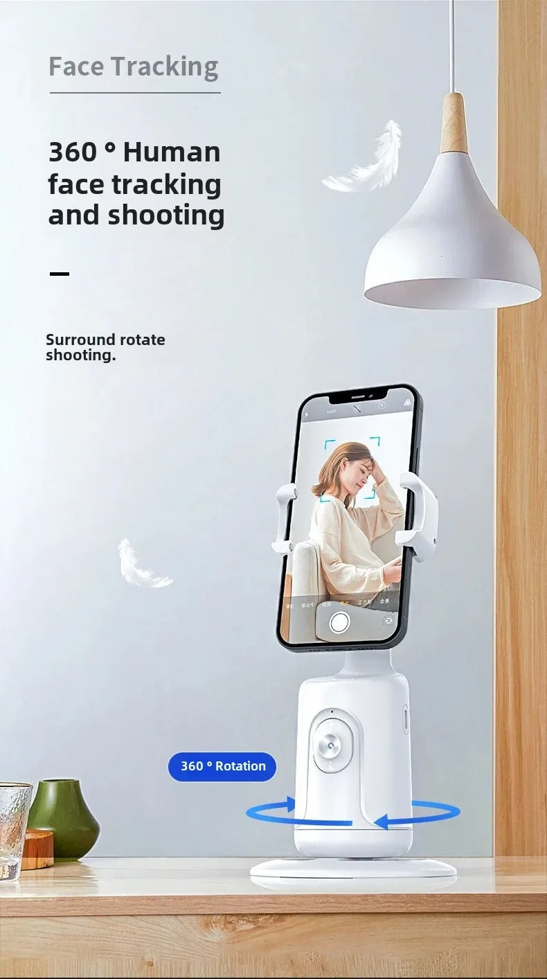 High Quality AI Face Tracking Phone Tripod Stand – 360° Rotation, No App Needed, Auto Follow, Stabilizer, Smart Camera Holder for Vlog & Live
