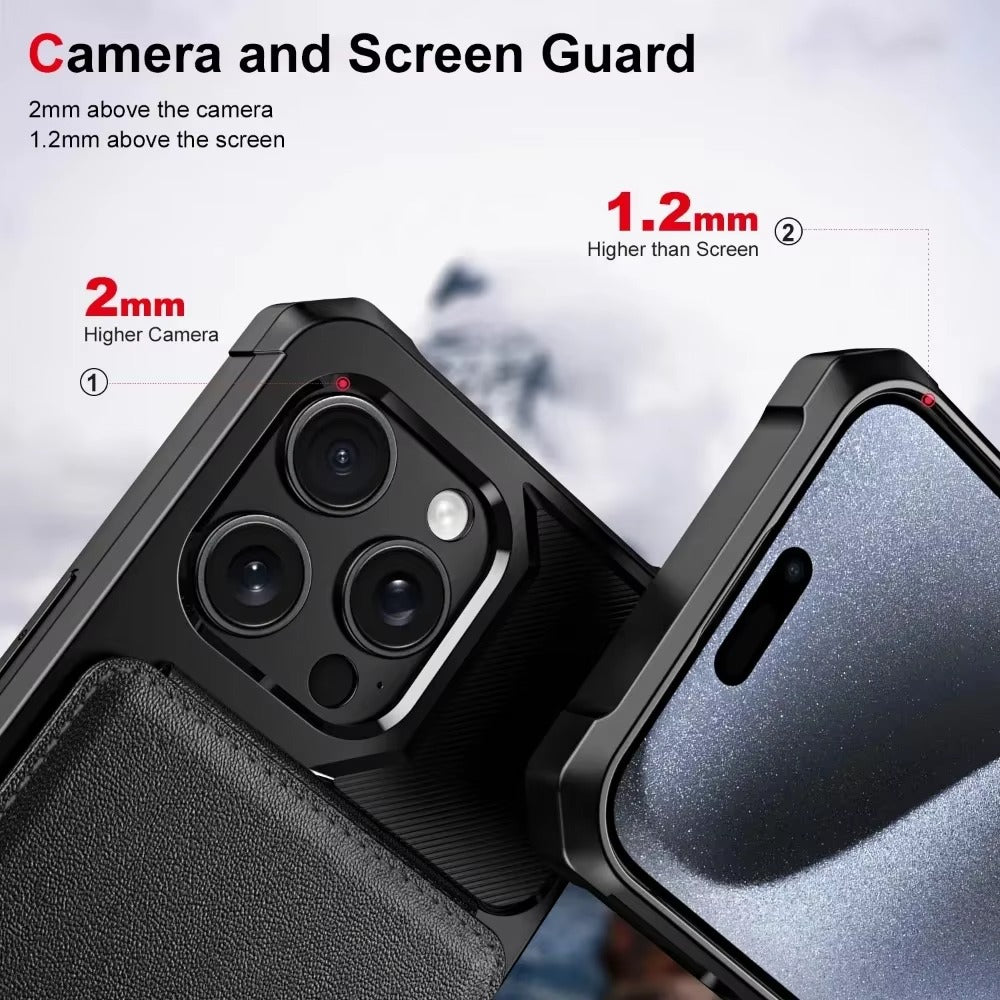 Premium Apple iPhone Hülle, MagSafe-kompatibel, Kameraobjektiv- und Bildschirmschutz, ultra dünn, stoßfest, magnetisch, vollständiger Rundumschutz, vollständige Metall-Schutzhülle
