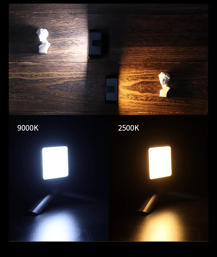 Premium, RGB LED Fill Light – Rechargeable 2000mAh Video Lamp with Cold Shoe, Compact Lighting Kit for Apple iPhone, Camera, 