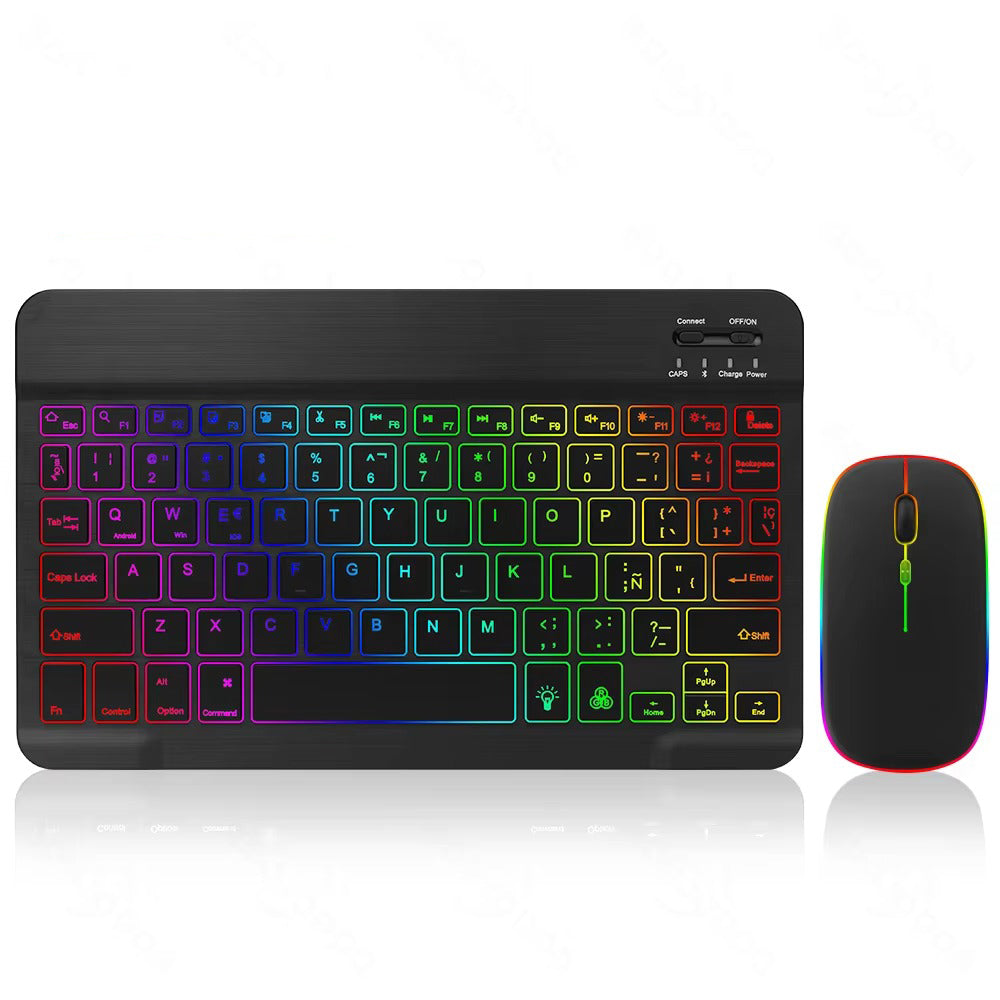 Premium 10-Inch Backlit Bluetooth Keyboard and Mouse Multi-Device Combo for iPad, Android, Windows, and iOS Tablets
