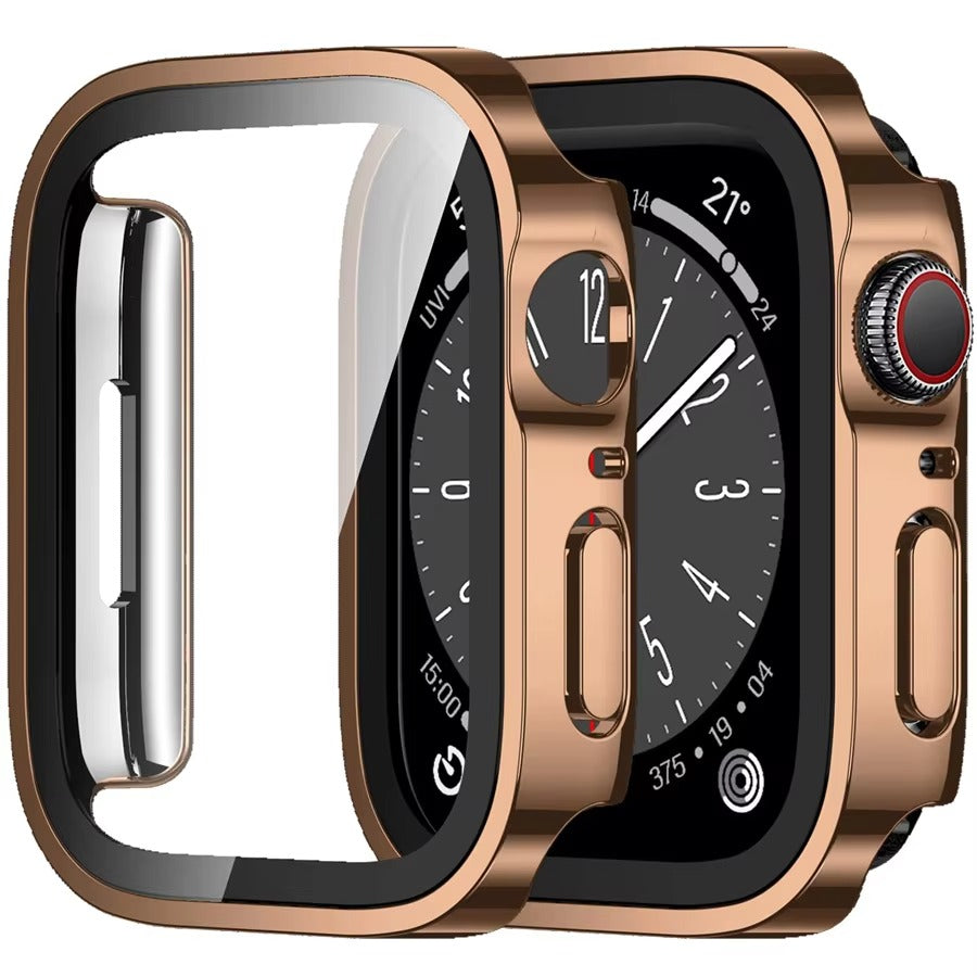 High Quality Tempered Glass Case for Apple Watch – Straight Edge, Full Coverage Display Protector Film, Shock-Resistant Shell for 40mm to 45mm Smartwatches