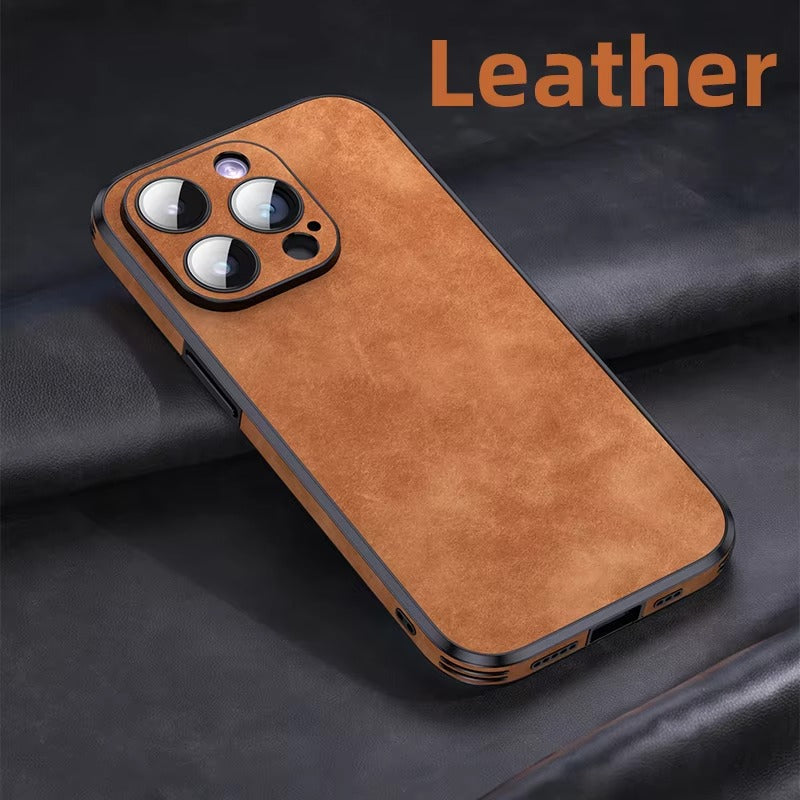 Shockproof Magnetic Leather Apple iPhone Case, MagSafe Compatible, Full Lens and Screen Protection, Slim Bumper Grip Cover for Everyday Mobile Use