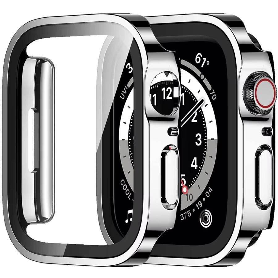 High Quality Tempered Glass Case for Apple Watch – Straight Edge, Full Coverage Display Protector Film, Shock-Resistant Shell for 40mm to 45mm Smartwatches