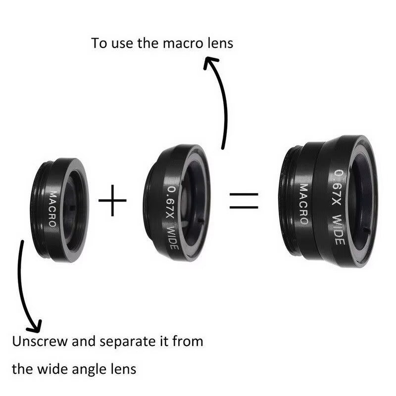 High Quality 3-in-1 Phone Camera Lens Kit – Fisheye, 0.67X Wide Angle Photography on Apple iPhone Devices