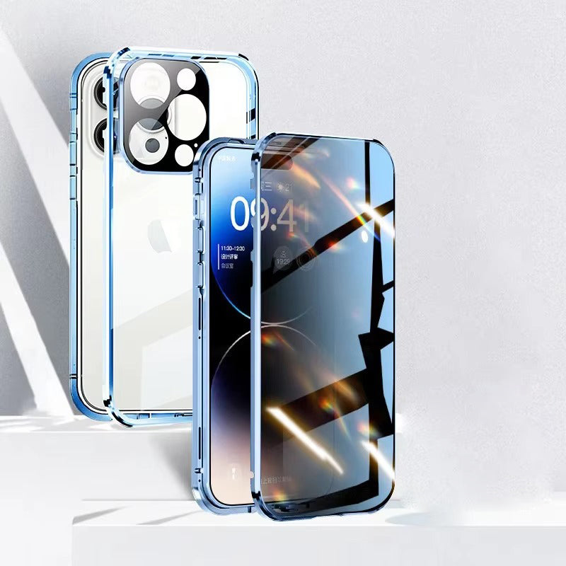 Premium Apple iPhone Hülle, MagSafe-kompatibel, Kameraobjektiv- und Bildschirmschutz, ultra dünn, stoßfest, magnetisch, vollständiger Rundumschutz, vollständige Metall-Schutzhülle