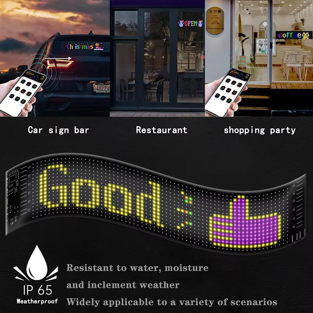 High Quality Flexible LED Matrix Panel with Bluetooth App Control, USB 5V Programmable Display Sign for Car, Storefronts, Bars, and Hotel Decor