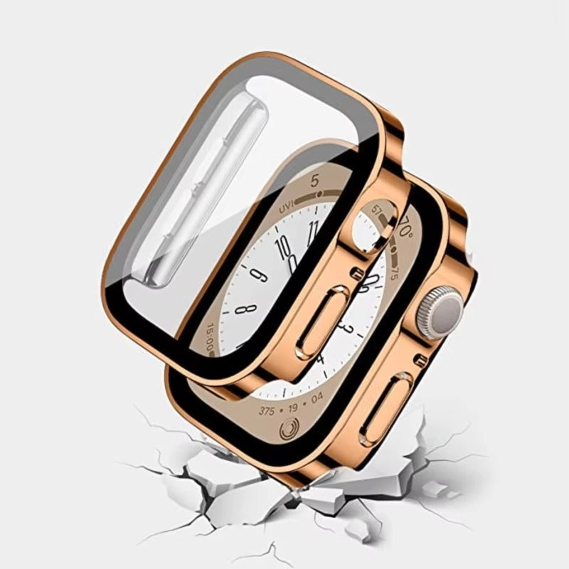 High Quality Tempered Glass Case for Apple Watch – Straight Edge, Full Coverage Display Protector Film, Shock-Resistant Shell for 40mm to 45mm Smartwatches