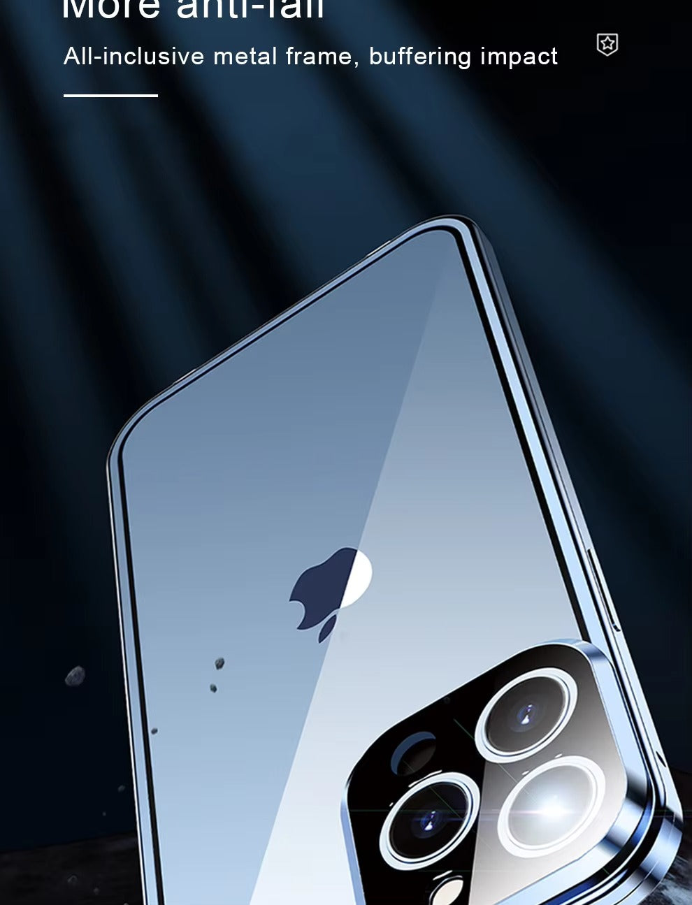High Quality 360° Magnetic Apple iPhone Case Ultra Full Metal Cover with Dual-Sided Glass and Camera Lens Protection Frame