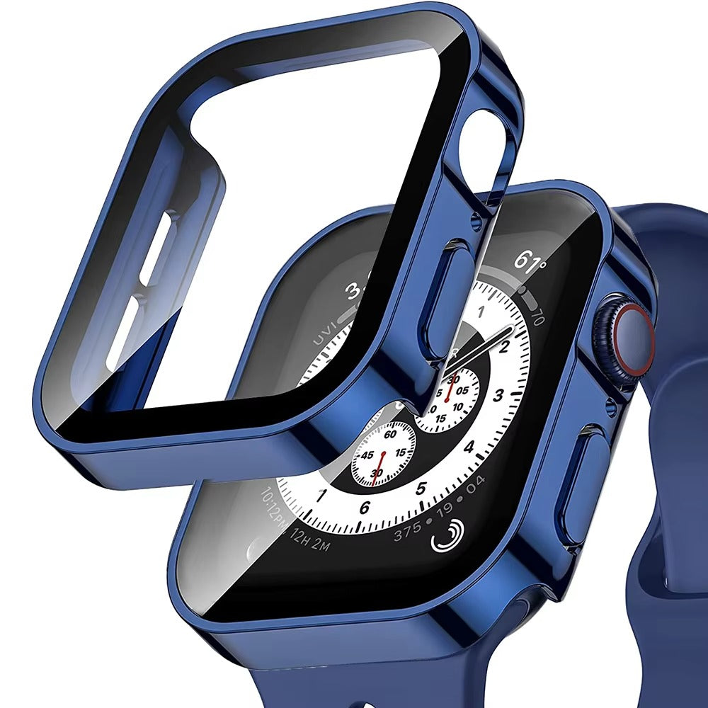 High Quality Tempered Glass Case for Apple Watch – Straight Edge, Full Coverage Display Protector Film, Shock-Resistant Shell for 40mm to 45mm Smartwatches