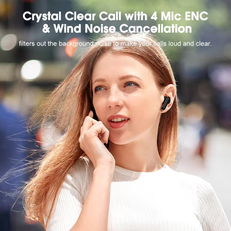 High-Quality ANC Bluetooth 5.3 Earbuds for iPhone –  Headphones with 4 Mics, ENC Noise Reduction, Calling for Music & Work