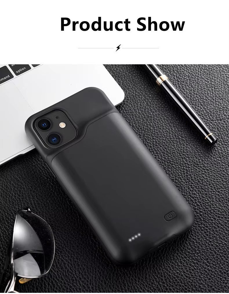 Hochkapazitäts-Apple-iPhone-Hülle, MagSafe-kompatibel, Kameraobjektiv- und Bildschirmschutz, ultradünne stoßfeste magnetische Rundumschutz-Ladehülle mit integriertem Akku