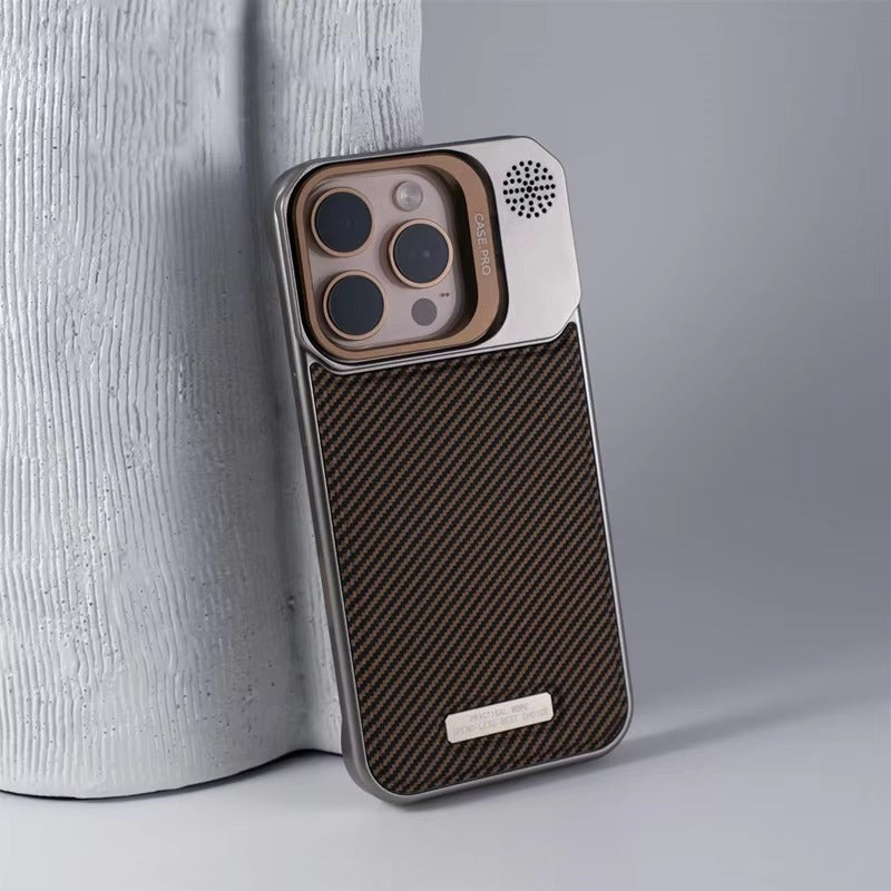 Luxury Apple iPhone Case, MagSafe Compatible, Camera Lens & Screen Protection, Ultra Thin, Shockproof, Magnetic Full All Around Cover – Frameless Carbon Fiber Pattern Slim Case with Lens Holder & Wireless Charging Support