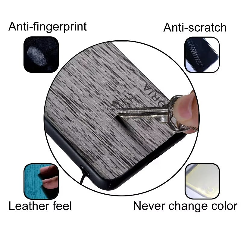 Premium Wood Grain iPhone Case MagSafe Compatible Ultra Thin Magnetic with Smooth Brown Texture and Metallic Frame Design
