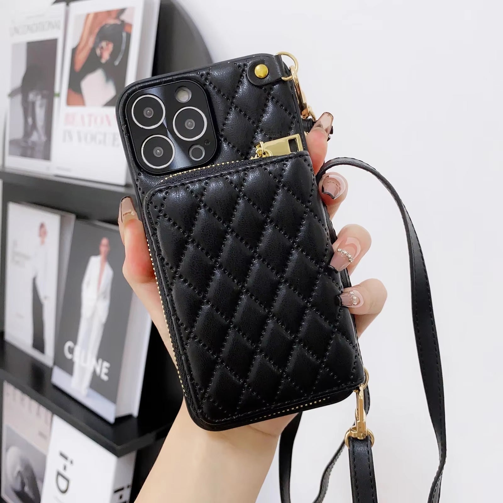 Premium Wallet Apple iPhone Case,Ultra Thin Magnetic Shockproof Full Cover Card Slots, and Crossbody Leather Strap