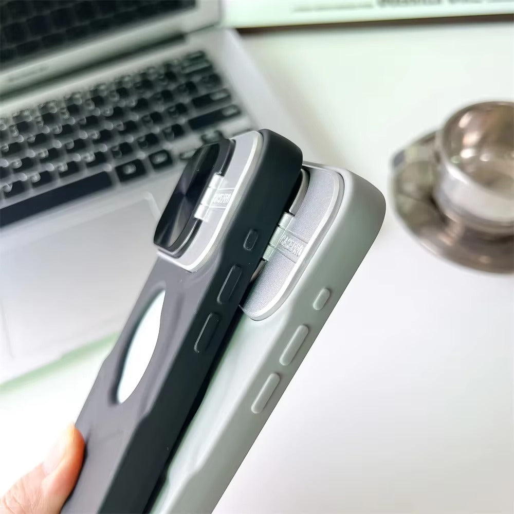 Luxury Apple iPhone Case  Ultra Thin Shockproof Magnetic Full All Around Protection Cover with Matte Bracket & Logo Window