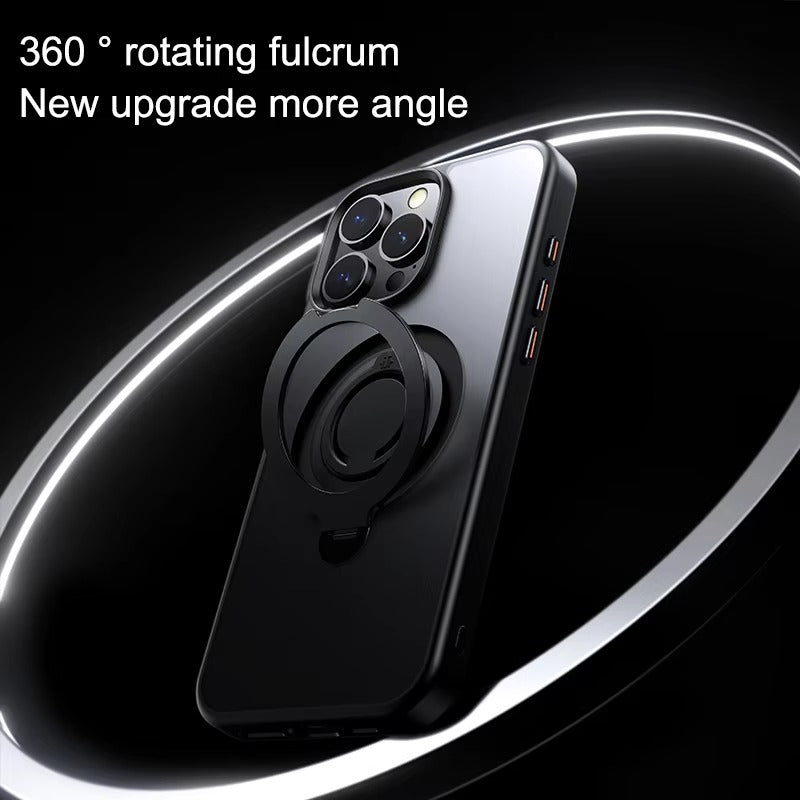 Luxury Apple iPhone Case MagSafe Compatible, Camera Lens & Screen Protection, Cover with 360° Ring Stand & Frosted Finish