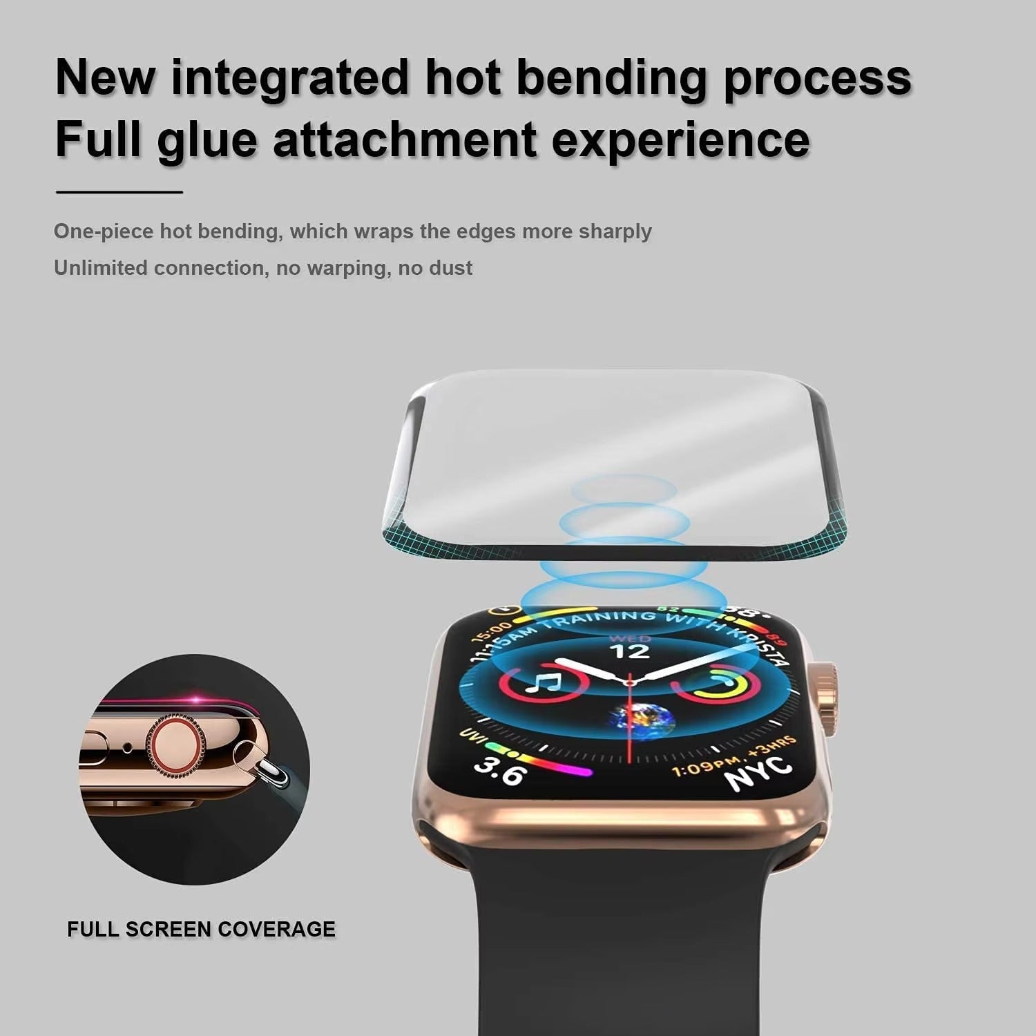 Premium 3D Full Cover Tempered Glass Screen Protector for Apple Watch – Anti-Fingerprint, Shockproof Case Bundle 38mm–49mm