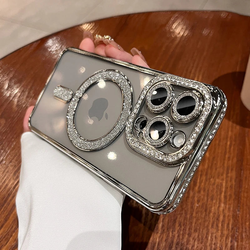 Luxury Bling Glitter - Shockproof Magnetic Wireless Charging Cover, Sparkling Jewelled Design for Women | Case for iPhone