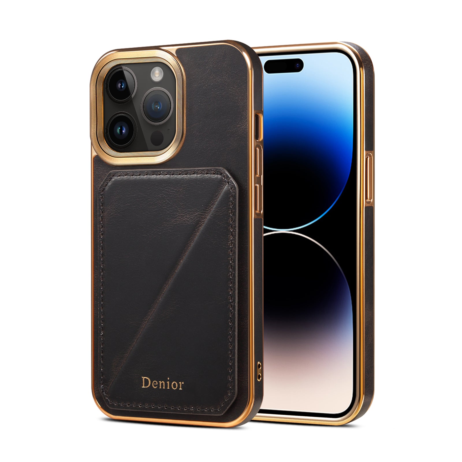Luxuriöse Rindsleder Geldbörse iPhone Hülle – Magnetischer Kartenhalter, Plattierungsschale, Stoßfesten Schutz, Premium Design für iPhone Modelle