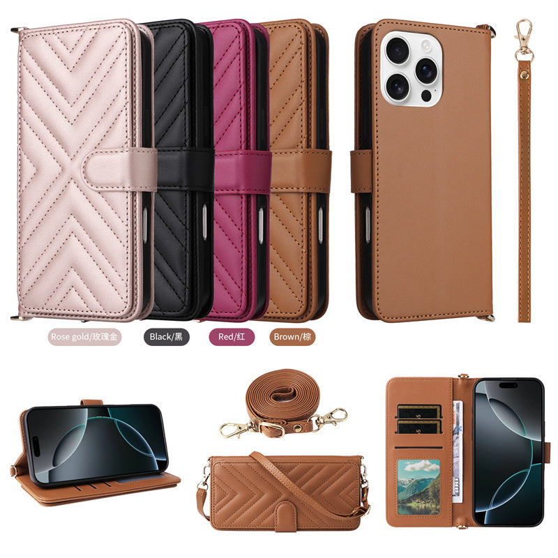Luxury Crossbody Wallet iPhone Case – Fashion Shoulder Strap, Magnetic Closure, Card Holder and Premium Protection for iPhone