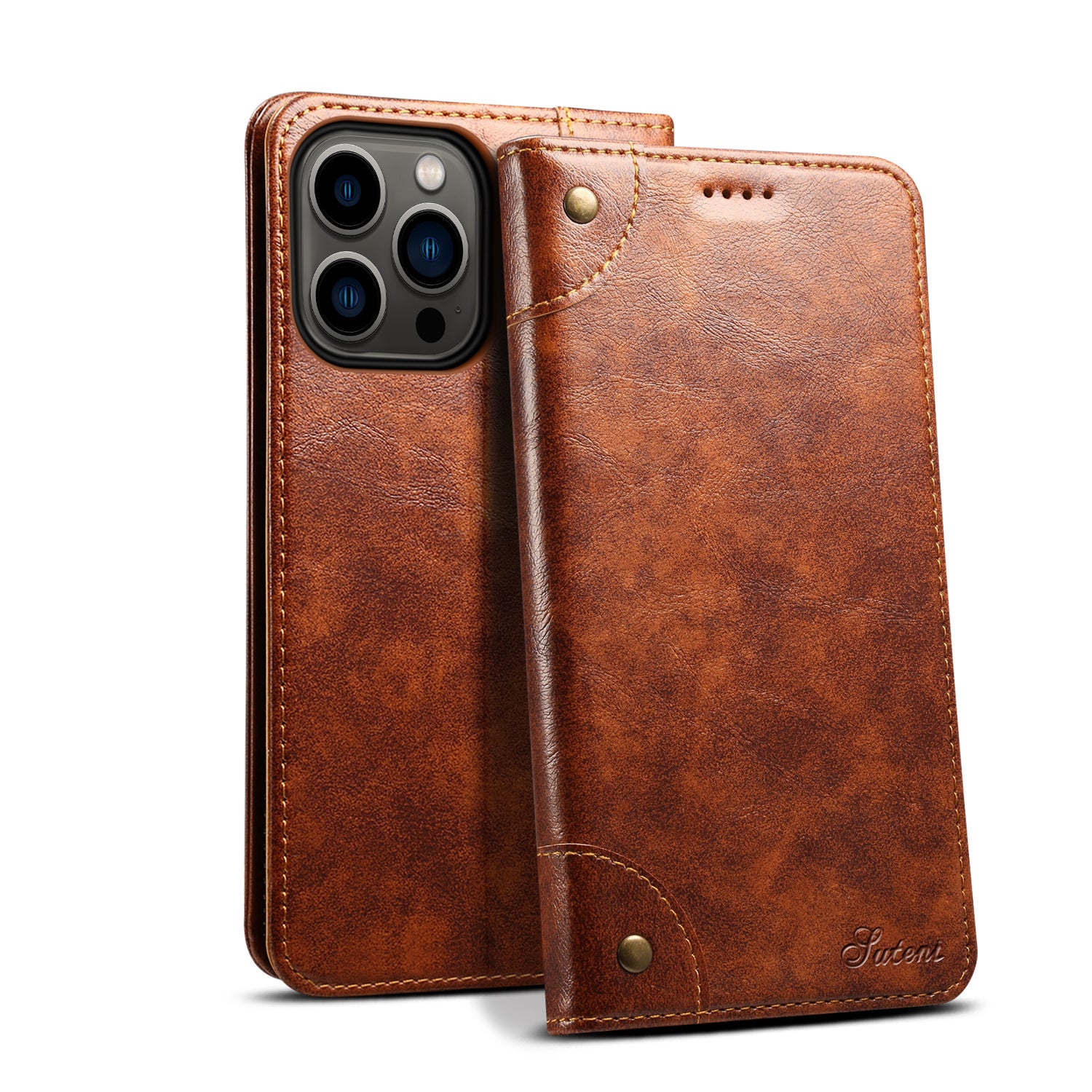 Retro Leather Wallet iPhone Case – Magnetic Closure, Card Slots, Shockproof Protection Durable PU Leather Cover for iPhone
