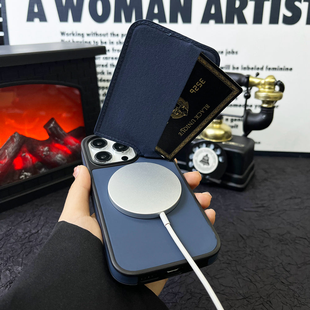 Premium MagSafe Leder iPhone Hülle – Magnetisches kabelloses Laden, Kartenhalter Wallet, stoßfeste Schutz, elegantes Design für iPhone Modelle