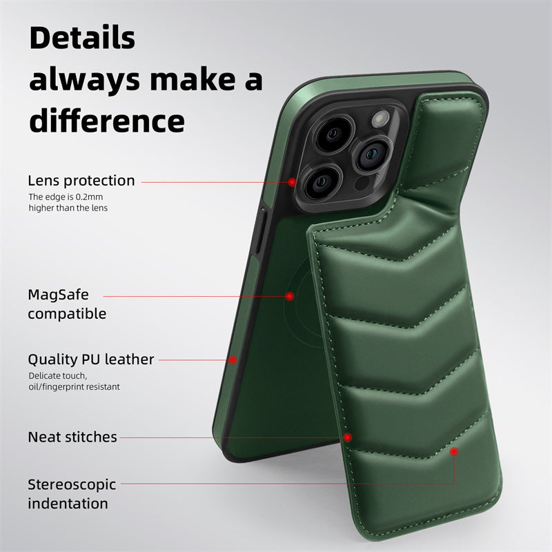 Premium MagSafe Leder iPhone Hülle – Magnetisches kabelloses Laden, Kartenhalter Wallet, stoßfeste Schutz, elegantes Design für iPhone Modelle