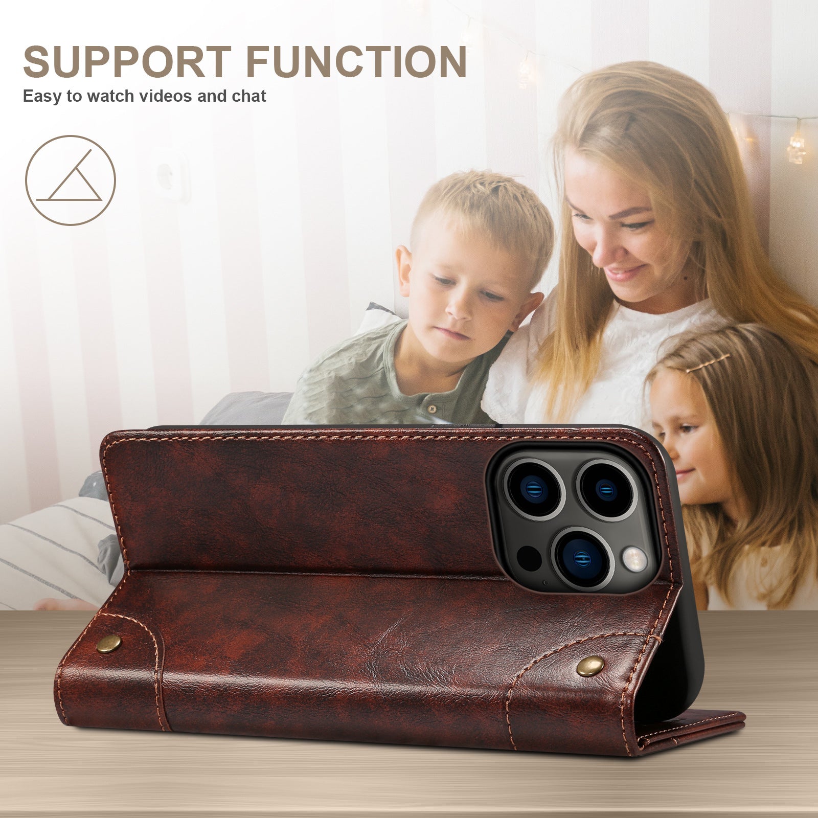 Retro Leather Wallet iPhone Case – Magnetic Closure, Card Slots, Shockproof Protection Durable PU Leather Cover for iPhone