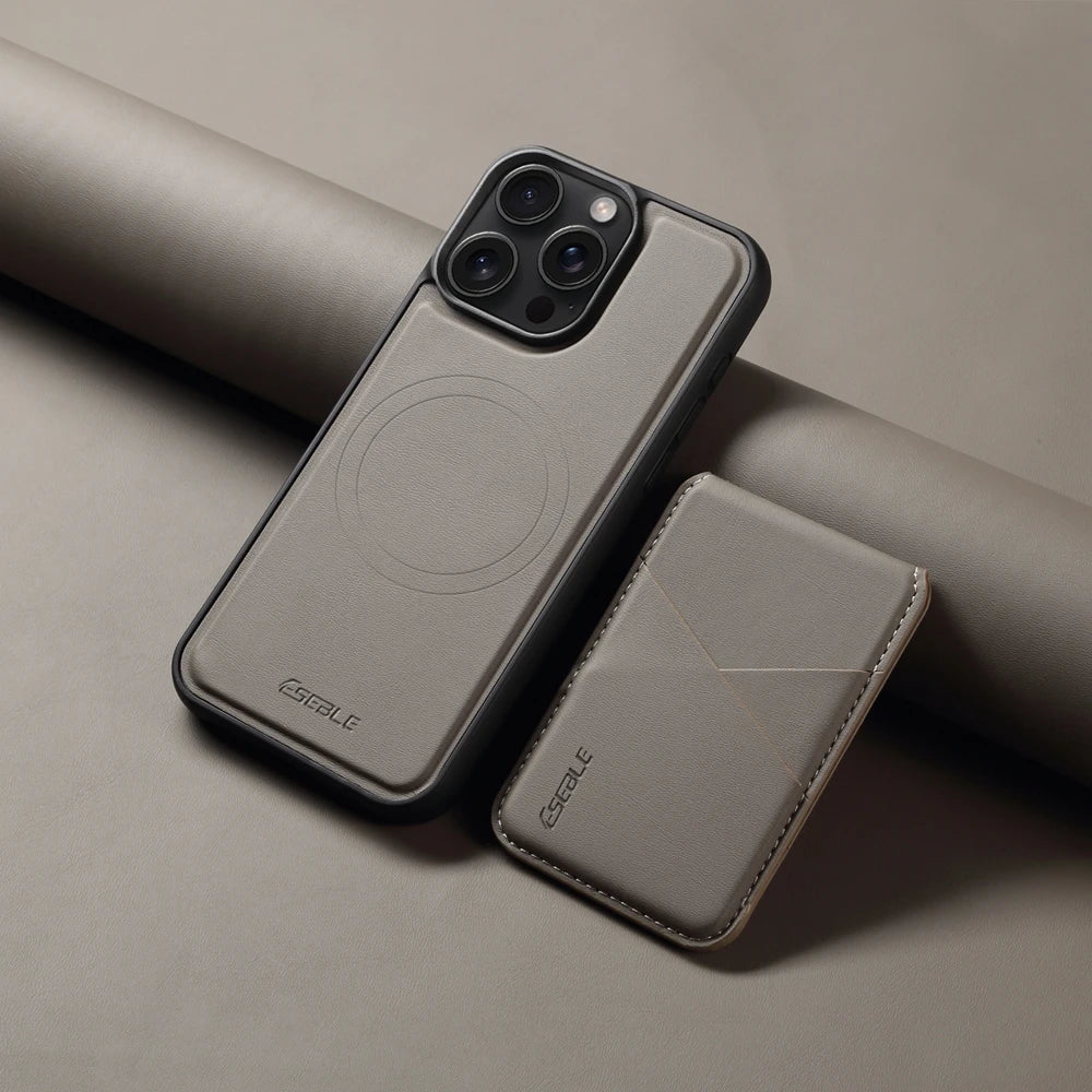 Luxuriöse Magnetische Leder Geldbörse iPhone Hülle – 2-in-1 MagSafe Kartenhalter, Ständer, Stoßfesten Schutz, Premium Design, Kabelloses Laden Kompatibel für iPhone Modelle