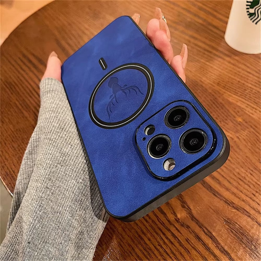 Luxury PU Leather MagSafe iPhone Case – Deer Embossed Design,  Stylish & Durable Full Protection Cover | Case for iPhone