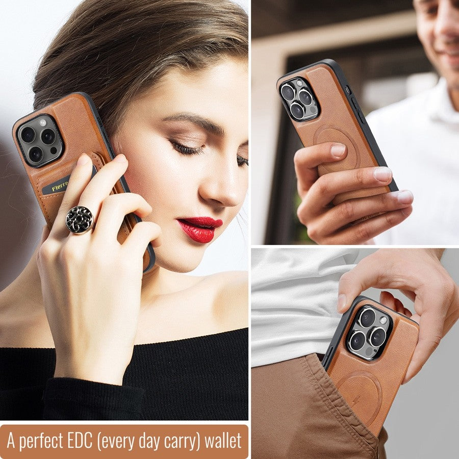 Luxuriöse 2-in-1 abnehmbare Geldbörse iPhone-Hülle – Magnetischer Kartenhalter, MagSafe-kompatibel, stoßfeste Schutz, Premium-Lederhülle für iPhone-Modelle