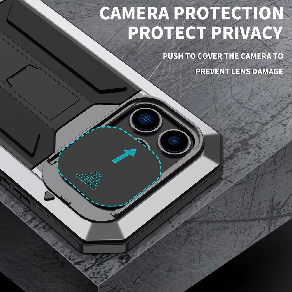 Robuste Apple iPhone Hülle, MagSafe-kompatibel, Kameraobjektiv- und Bildschirmschutz, ultra dünn, stoßfest, magnetisch, vollständiger Rundumschutz, Metall 360 Grad Glas-Schiebedeckel