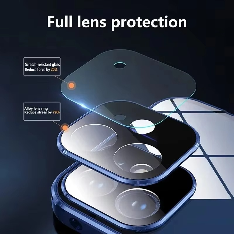 Luxury Apple iPhone Case, MagSafe Compatible, Camera Lens and Screen Protection, Ultra Thin, Shockproof, Magnetic, Full All Around Protection, Privacy Glass Snap Case