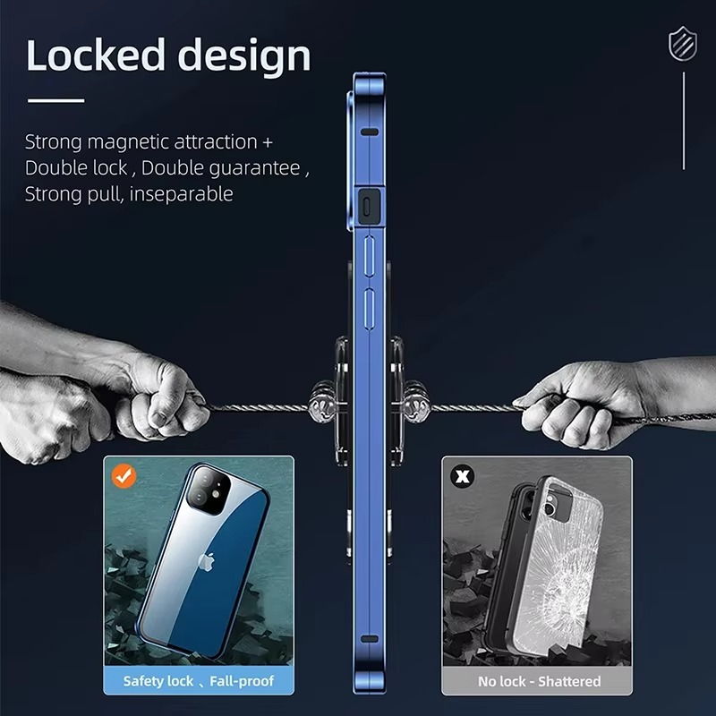 Luxury Apple iPhone Case, MagSafe Compatible, Camera Lens and Screen Protection, Ultra Thin, Shockproof, Magnetic, Full All Around Protection, Privacy Glass Snap Case