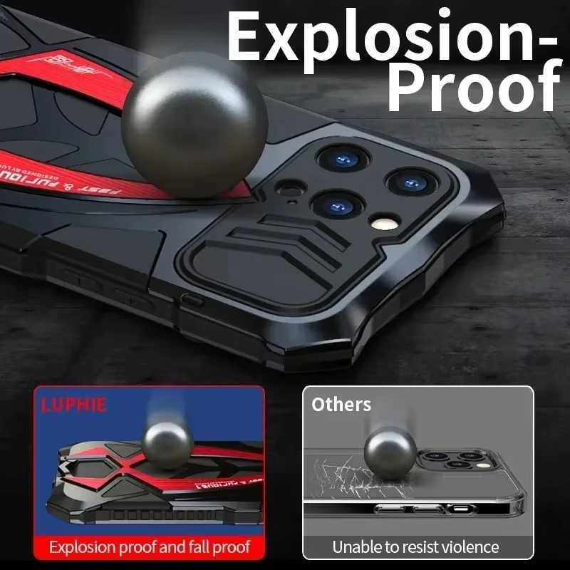 Robuste Apple iPhone Hülle, MagSafe-kompatibel, Kameraobjektiv- und Bildschirmschutz, ultra dünn, stoßfest, magnetisch, vollständiger Rundumschutz, schwere Rüstung Metallabdeckung