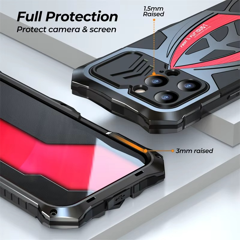 Robuste Apple iPhone Hülle, MagSafe-kompatibel, Kameraobjektiv- und Bildschirmschutz, ultra dünn, stoßfest, magnetisch, vollständiger Rundumschutz, schwere Rüstung Metallabdeckung