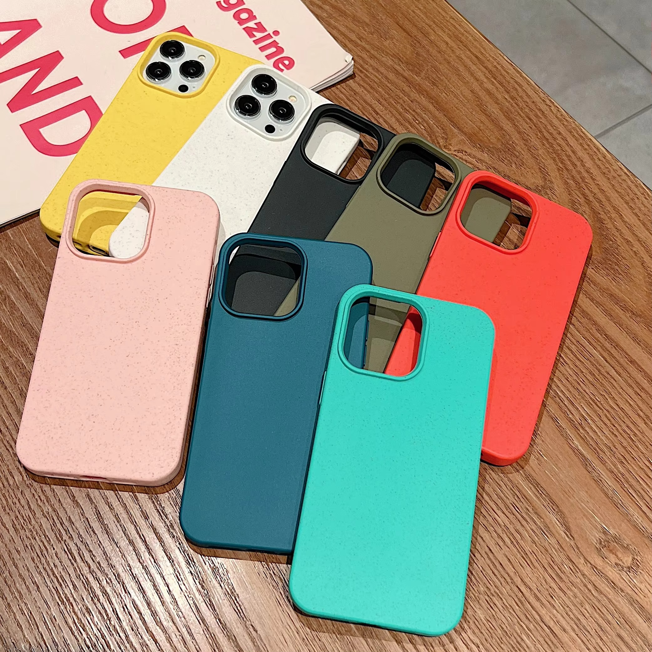 Premium Apple iPhone Case, MagSafe Compatible, Camera Lens and Screen Protection, Ultra Thin, Shockproof, Magnetic, Full All Around Protection, Eco Wheat Silicone Cover