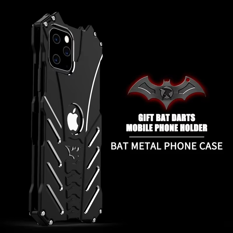 Robuste Apple iPhone Hülle, MagSafe-kompatibel, Kameraobjektiv- und Bildschirmschutz, ultra dünn, stoßfest, magnetisch, vollständiger Rundumschutz, Bat Metal Armor Rahmenabdeckung