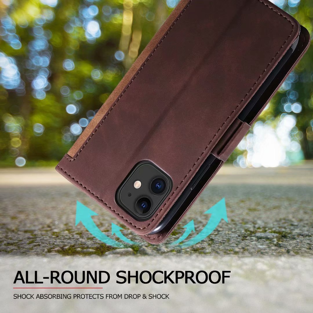 Luxuriöse Leder Flip Case – Premium Geldbörse, Magnetverschluss, Kartenfächer, Stoßschutz, Elegantes Design für iPhone
