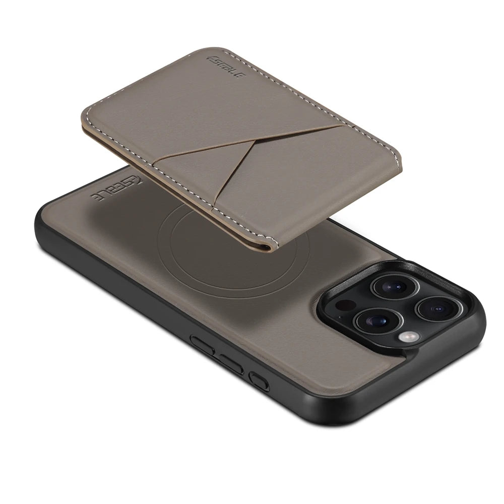 Luxuriöse Magnetische Leder Geldbörse iPhone Hülle – 2-in-1 MagSafe Kartenhalter, Ständer, Stoßfesten Schutz, Premium Design, Kabelloses Laden Kompatibel für iPhone Modelle