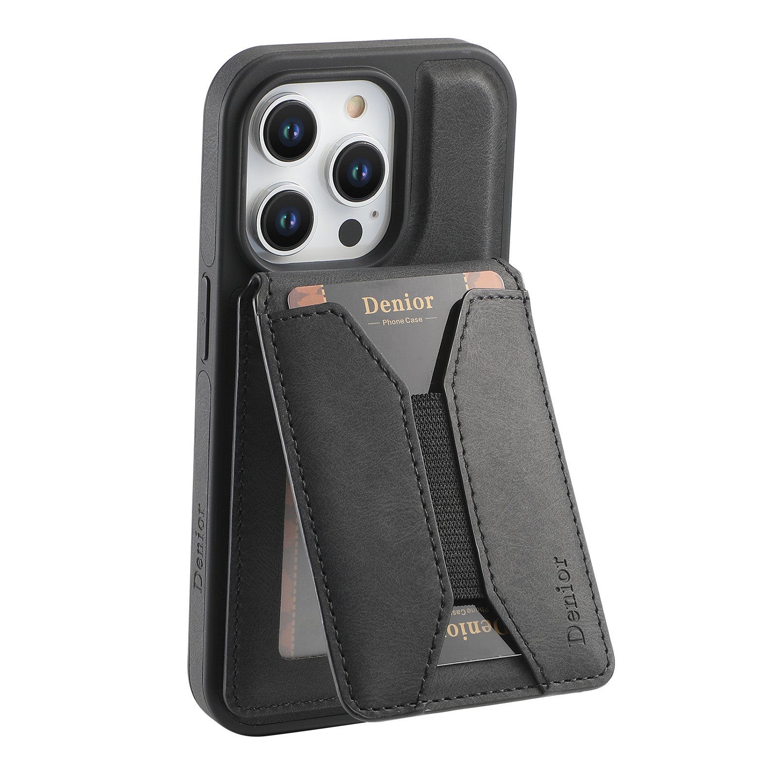 Luxuriöse Magnetische Kartenhalter iPhone Hülle – 360° drehbarer Ständer, multifunktionale Leder Geldbörse, stoßfeste Schutz, MagSafe-kompatible Hülle für iPhone Modelle