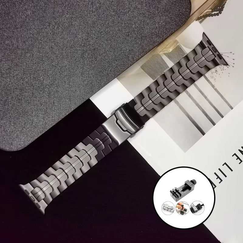 Luxury Titanium Link Watch Band – Men's Business Style Adjustable Metal Bracelet, Durable Steel Strap for 40mm to 49mm 