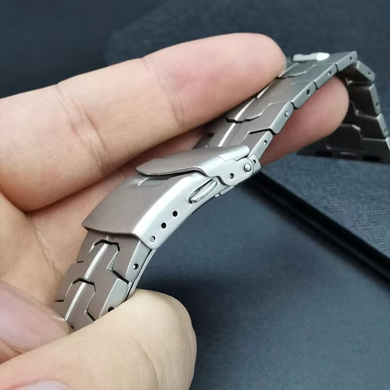 Luxury Titanium Link Watch Band – Men's Business Style Adjustable Metal Bracelet, Durable Steel Strap for 40mm to 49mm 