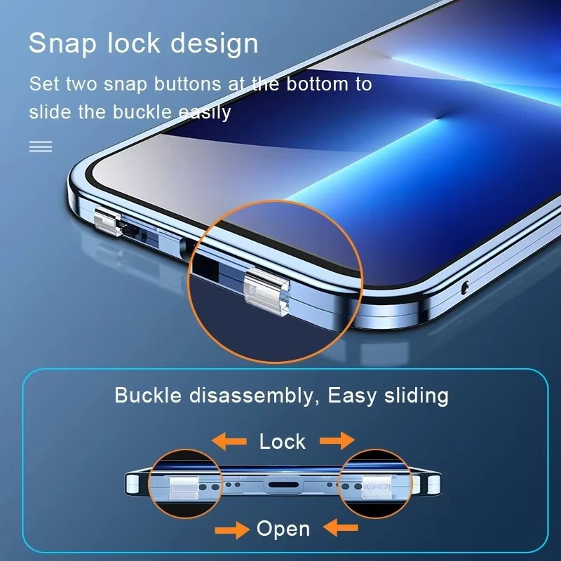 Luxury 360° Full Protection Magnetic iPhone Case – Metal Frame, Double-Sided Glass, Shockproof Bumper Cover | Case for iPhone